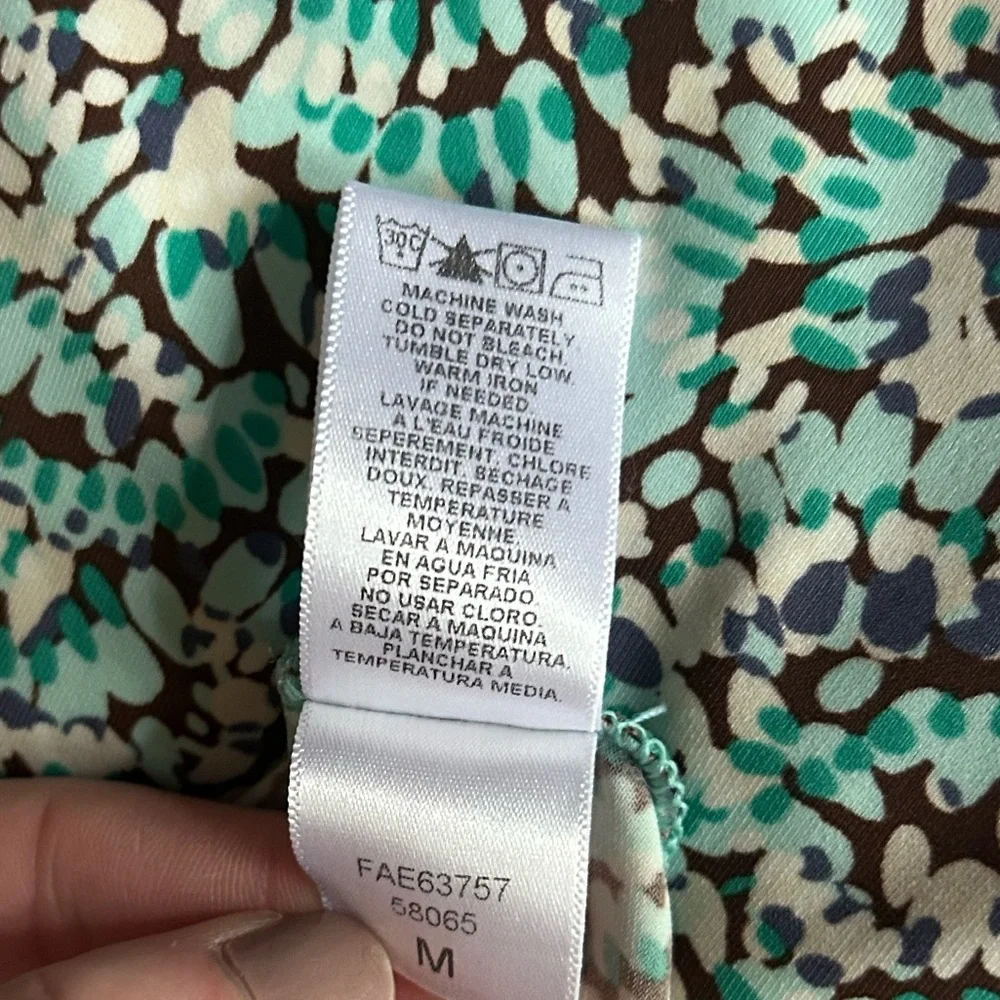 Y2K BCBGMAXAZRIA Babydoll Dot Print Dress Brown Teal Preppy Indie Sleeze Size M - Picture 11 of 12